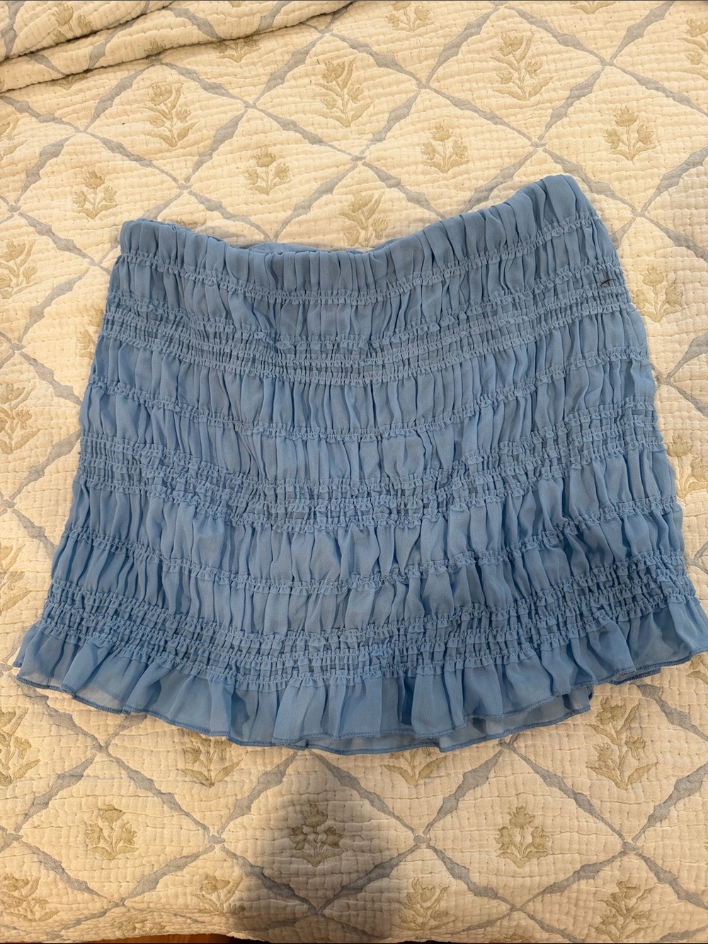 Light Blue Smocked Ruffle Mini Skort
